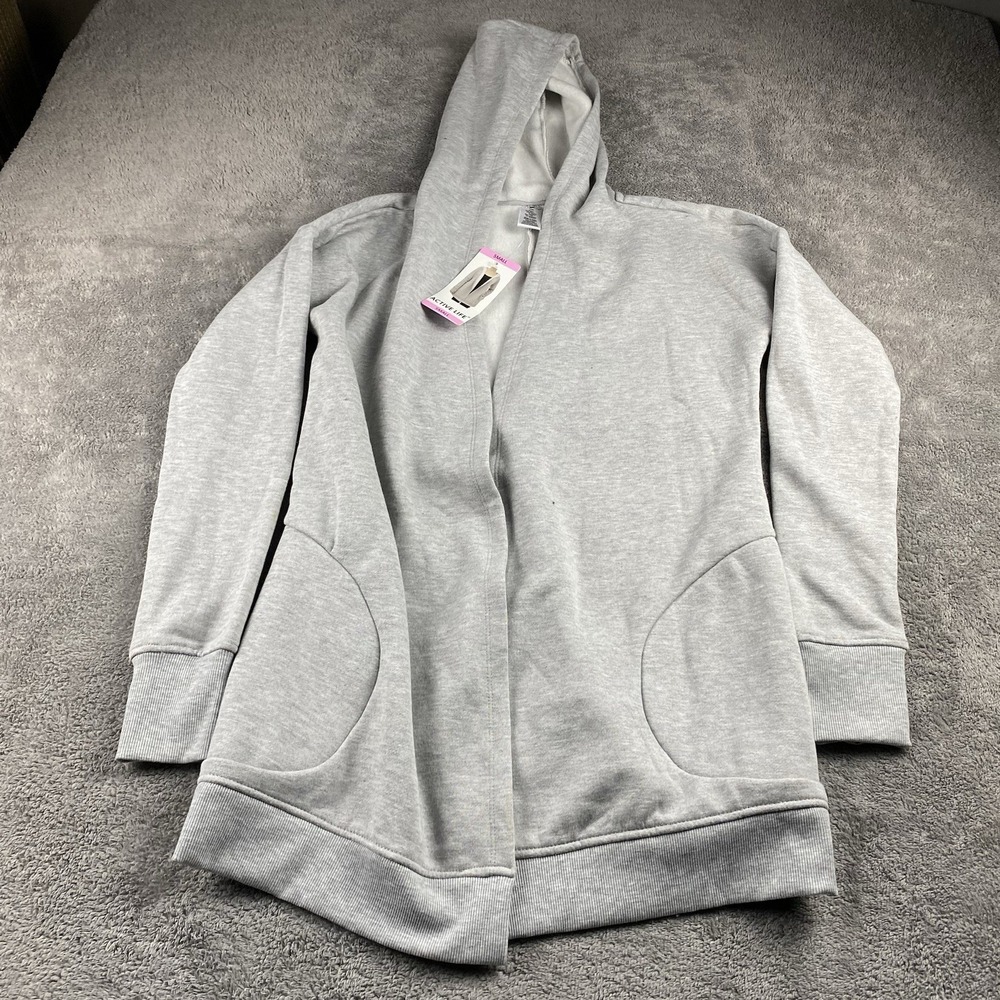Active Life Cardigan Open-Front Womens Small Gray Long Sleeve NWT‎